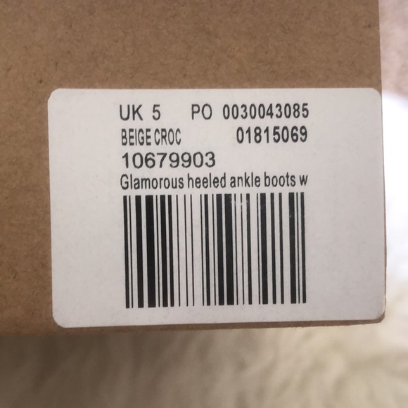 BNIB • ASOS GLAMOROUS Beige Croc Embossed Ankle Boot with Harness Details - Picture 11 of 12